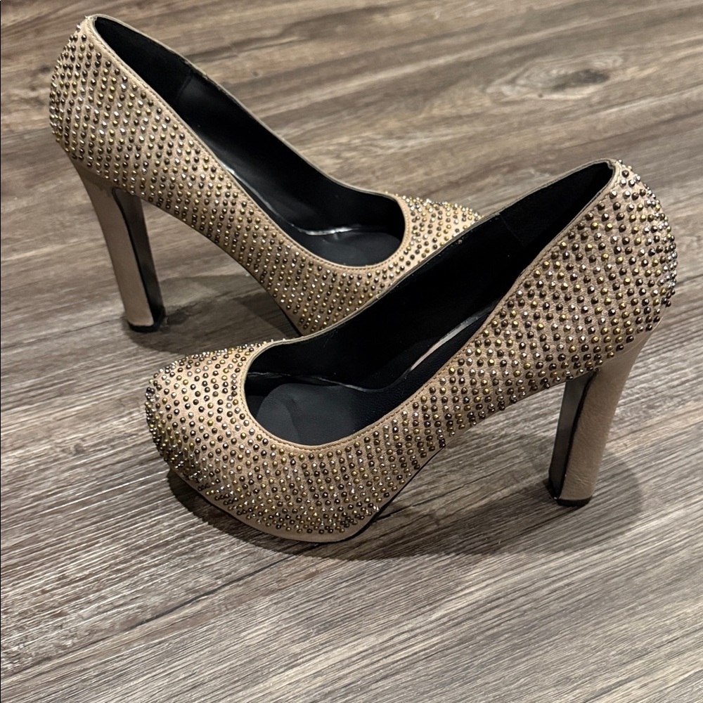 Dolce Vita Taupe Studded Platform Heels